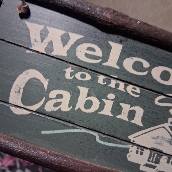 Welcome To The Cabin Small Home Decor Sign Rustic Cozy Hygge Winter - Picture 4 of 4